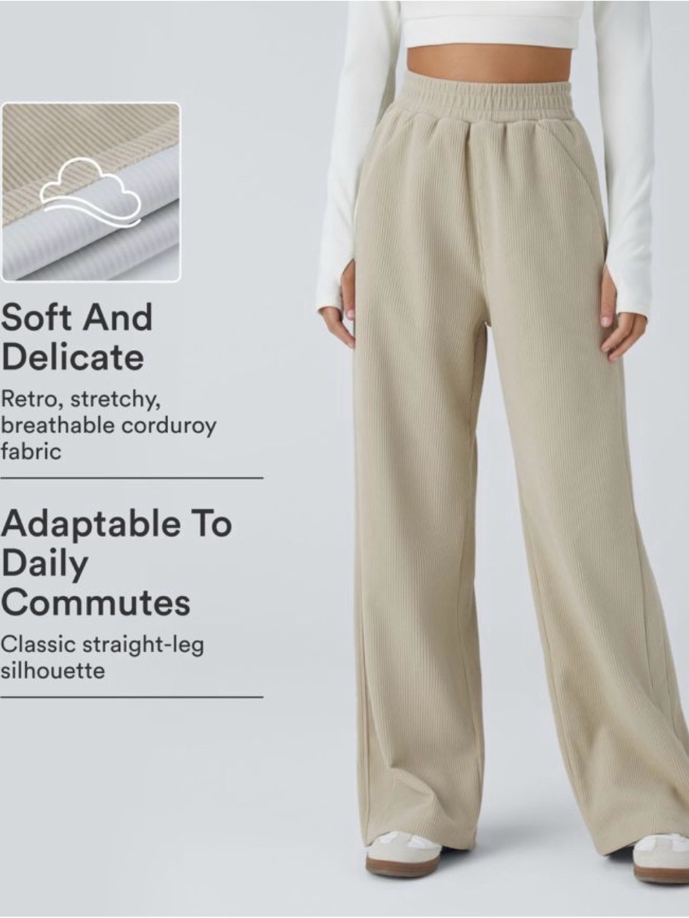 High Waisted Pocket Straight Leg Baggy Mop Corduroy Casual Pants